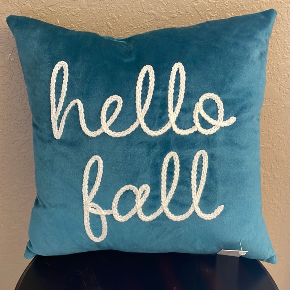 Target BP Teal Hello Fall pillow